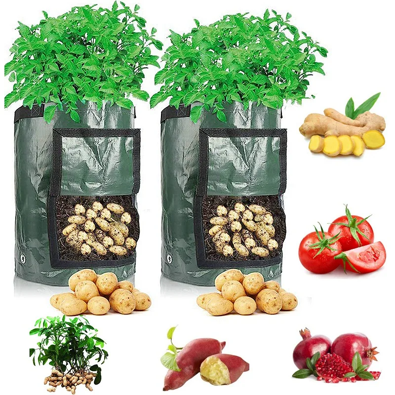 Outdoor Garden Pots PE Potato Grow Bag  with Handle Thickened Vegetable Onion Plant Bag