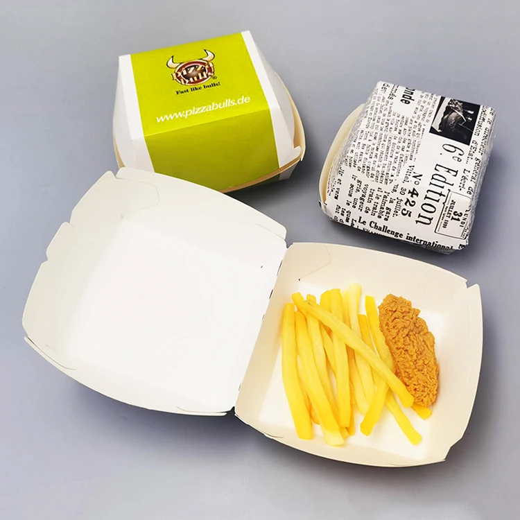 Kingwin Custom Disposable Food Grade Cardboard Hamburger Packaging Paper Burger Box