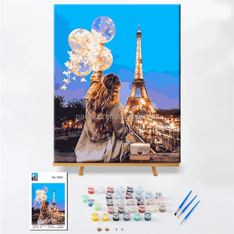 paintido DIY Oil Painting Paint by Number Kit adult painting by numbers canvas Drawing With Brushes