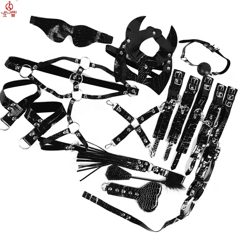 Jiuai Factory Direct Handcuffs Collar BDSM Bed Bondage Set for Adult SM Games