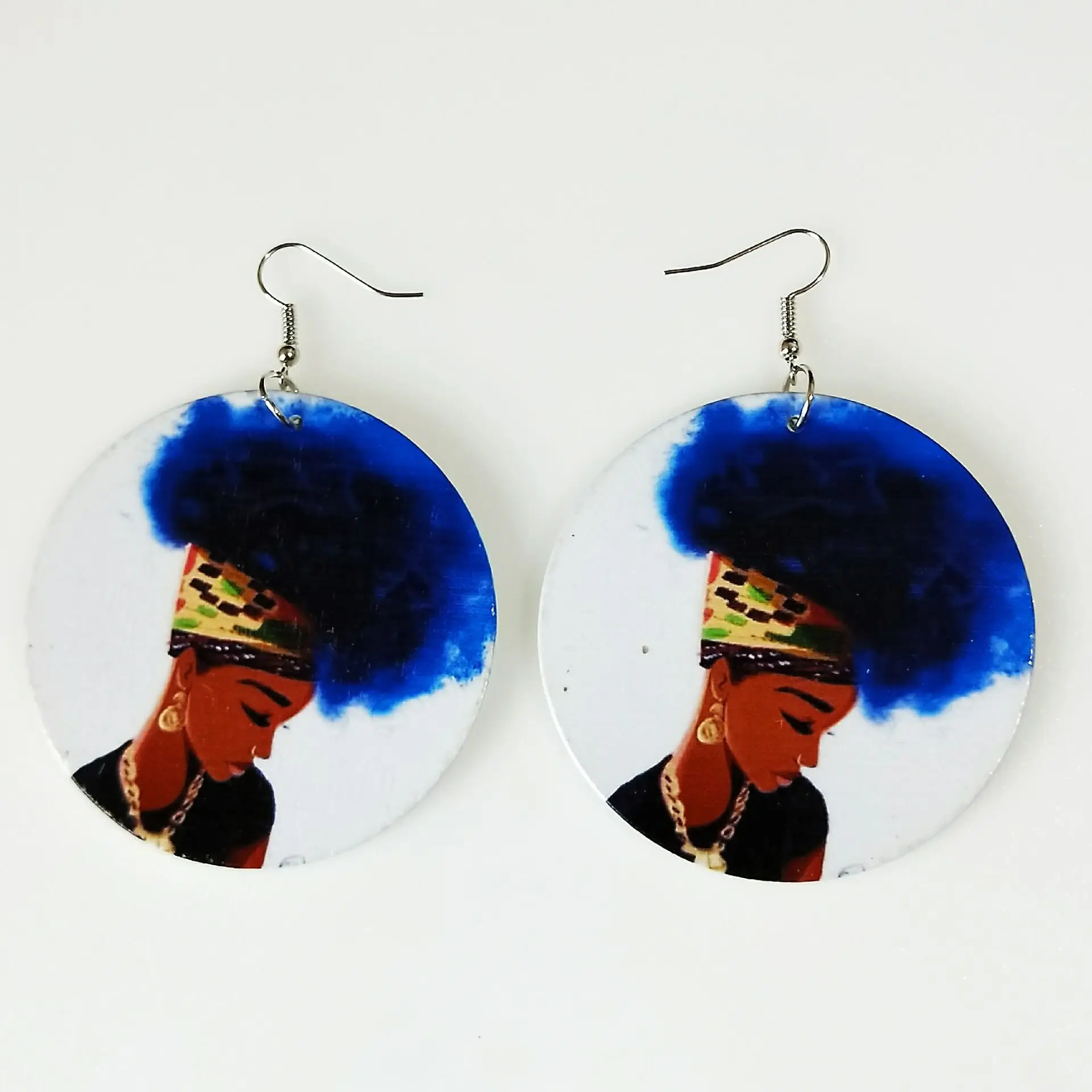 LWI60206 Oorringen Women Lovely Pink Afro Girl Gum Wooden Drop Earrings African Black Natural Hair Wood Earring