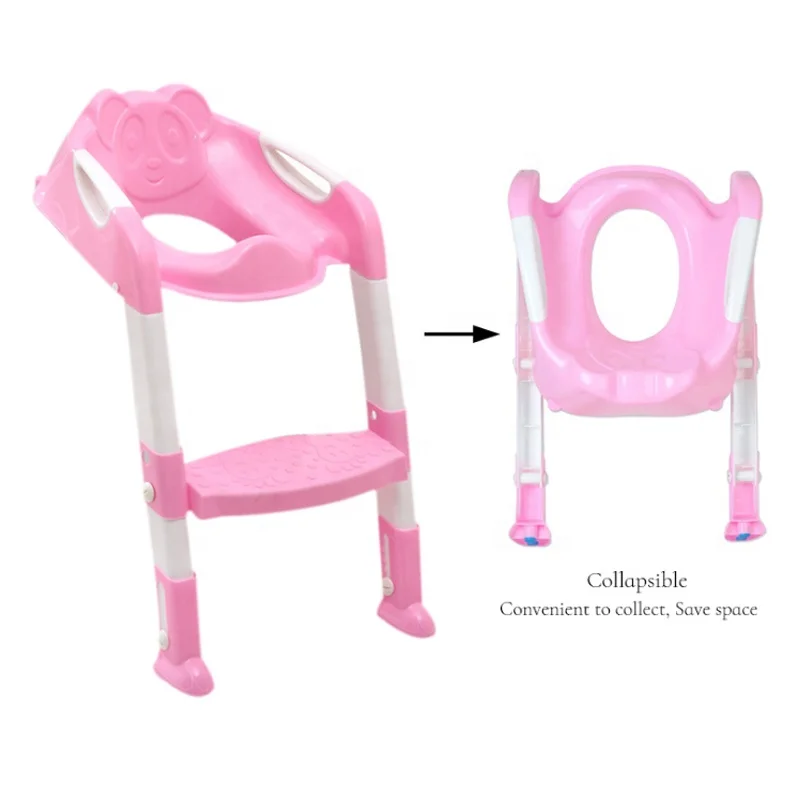 Fold-able Children Training Potty  With Ladder Toilet Adjustable Folding Potty for Kids Toddler
