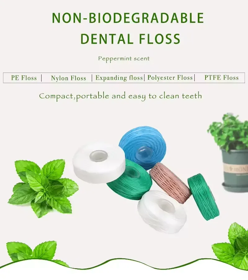 Eco-Friendly Daily Use Dental Flosser with PE Nylon Waxed Bamboo Charcoal Silk Oral Care Floss Material for Teeth Cleaning