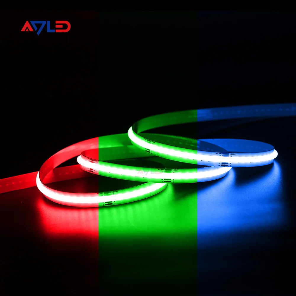 Ultra Thin Colorful DC24V 576LEDS COB Strip Light 14W RGB High Density Uniform LED Tape IP20 Rated With CE/ROHS Listed