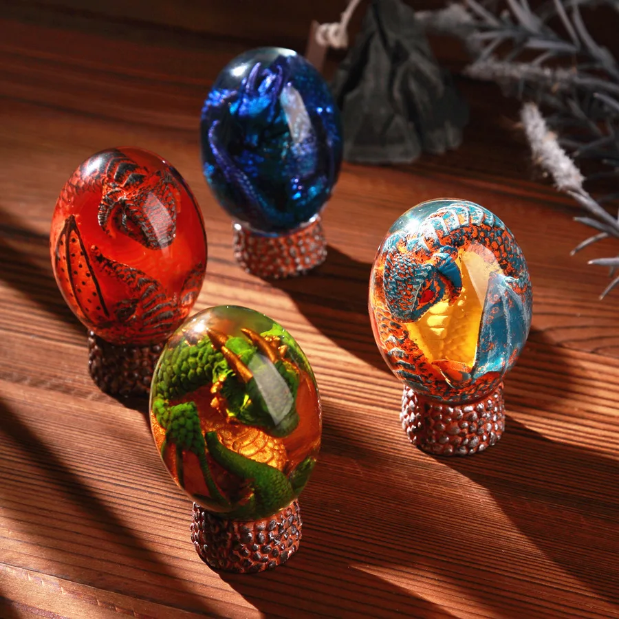 Hot Selling Crystal Transparent Resin Handmade Sculpture Lava Dragon Eggs Ornaments