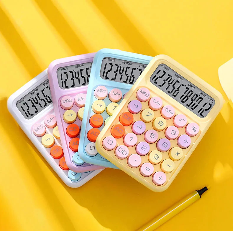 Colorful 12 Bit Cute desktop calculator Silent Mechanical Keyboard Learn Office Science Calculator