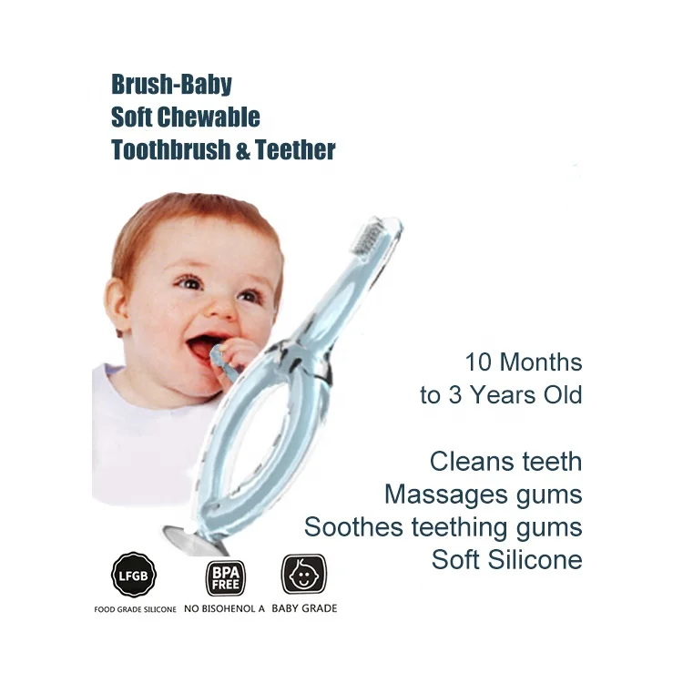 Пищевой младенческой Детские тренировочные силиконовый Прорезыватель для зубов ручной кольцо зубная щетка с сильной присоской