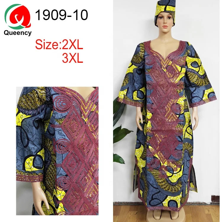 Embroidery African Wax dress 100% cotton wax fabric Factory Price Custom Wax Clothing African women dress in stock ready to ship
