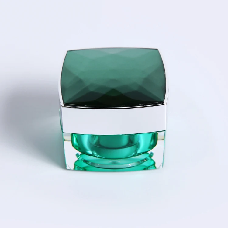 
Wholesale cosmetic food packaging square dark green plastic jars with colored lids 