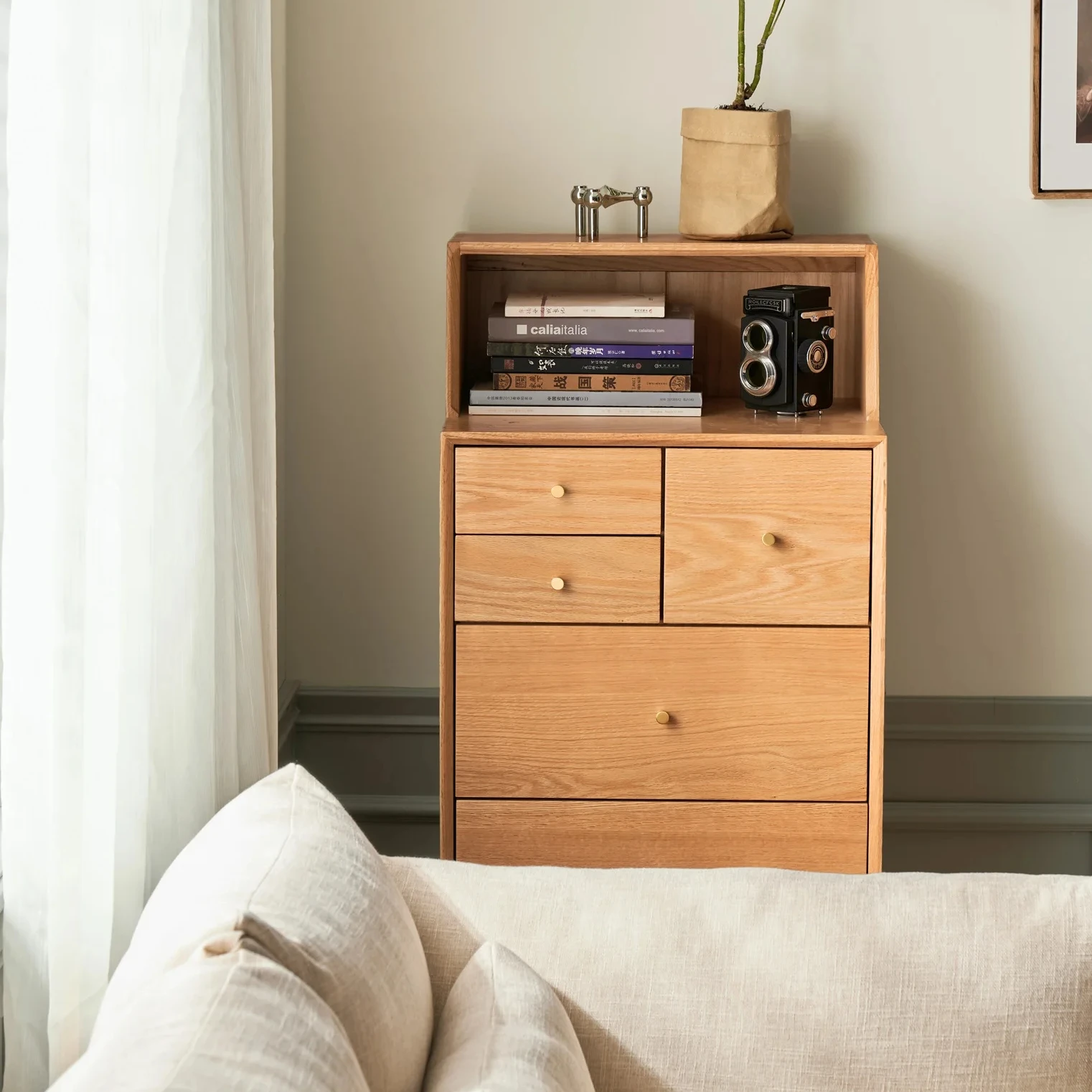 D8032 a modular tall chest of drawer solid oak wood design of chest of drawers