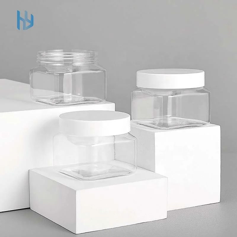 in stock 150ml PET plastic luxury empty Body Cream Jars clear lotion jars container custom logo body scrub jar