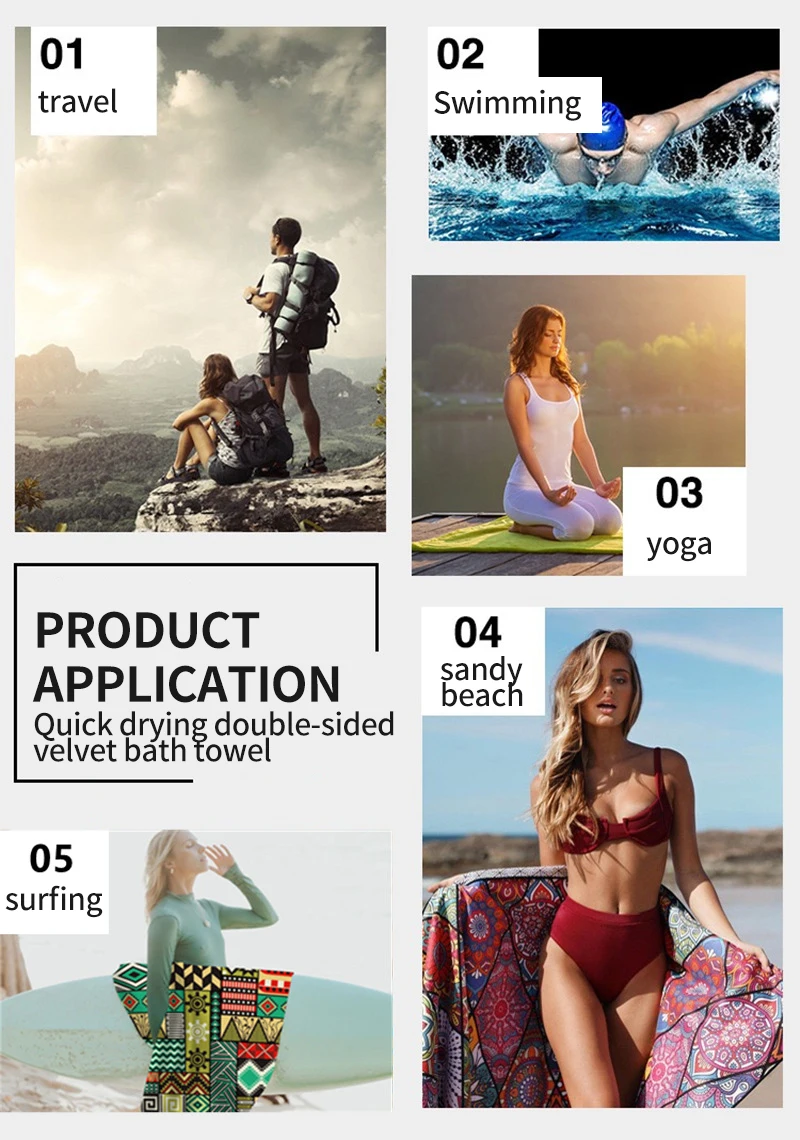 2022 No Sand Personalised Micro Fibre Beach Towel With Logo Custom Print