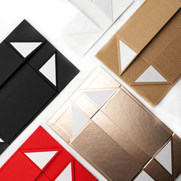 Large luxury custom foldable magnetic black white pink gold paper cardboard hamper gift box with ribbon