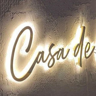 Custom waterproof metal business signs logo outdoor back lit led signs restaurant logo 3d gold mirror letter