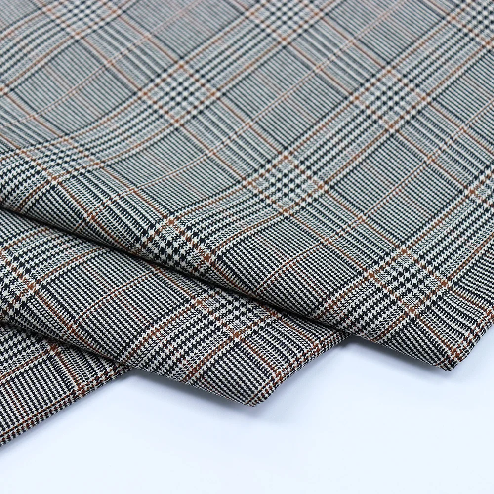 High quality yarn dyed tr suiting jacquard peach poly fabric knit manufacturer for women suit