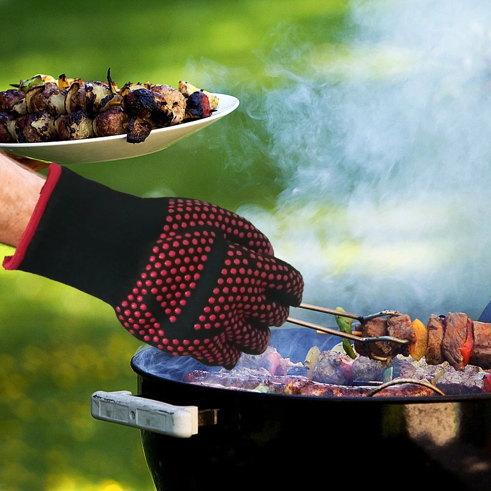 Good Quality Customized 1472F Oven Non Slip Silicone Heat Resistant BBQ Gloves for Kitchen Backing