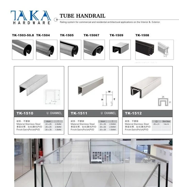 304 316 Stainless Steel U Channel Slot Tube for Handrail