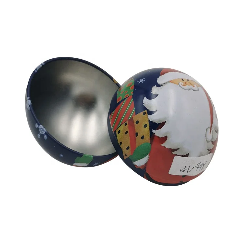 Christmas Tin Ball Gift Packing Box Custom Size Tin Ball Metal Tinplate 0.20-0.30mm Thickness Recycled Materials CN;GUA