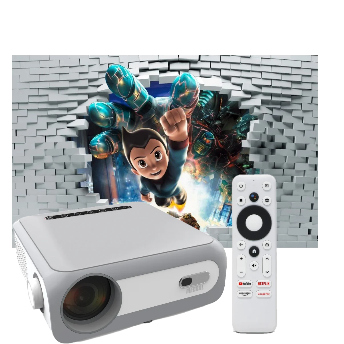 10000 Lumens MECOOL  KP1 1080P Mini 3D Android  TV Stick with Netflix Home LCD  Smart Flyin Projector