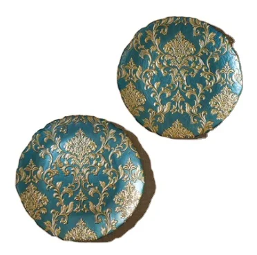 Floral Engraved Design Green Color Metal Charger Plate Food Serving Platter Dish Plate Wedding Catering And Restaurant