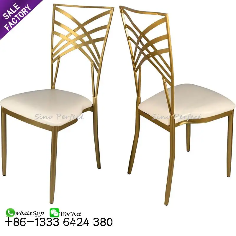 New Design Cheap Price Wedding Ceremony Dining Furniture Gold Metal Steel Chivari Chavari Tiffany Chairs Used For Rental