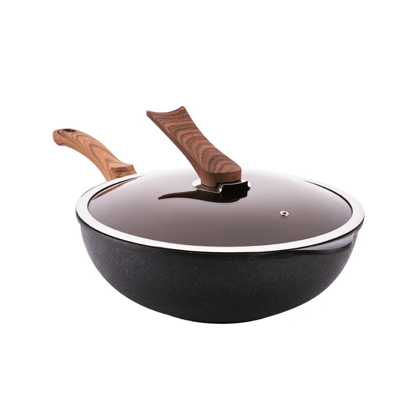 Качественная посуда 32 см китайская сковородка для вока антипригарный пищевой ВОК