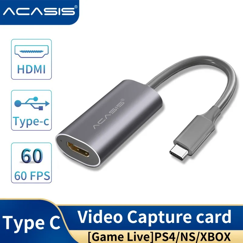 ACASIS  HD to Type C  USB 2.0 Audio Capture Card support 1920x1080@60fps video recording and capture  for Live Streaming