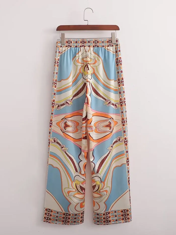 TZ6911    New 2023  European Chic Summer Design Print Tank Top + Pants Set Women Two Pieces Sets Clothing 2