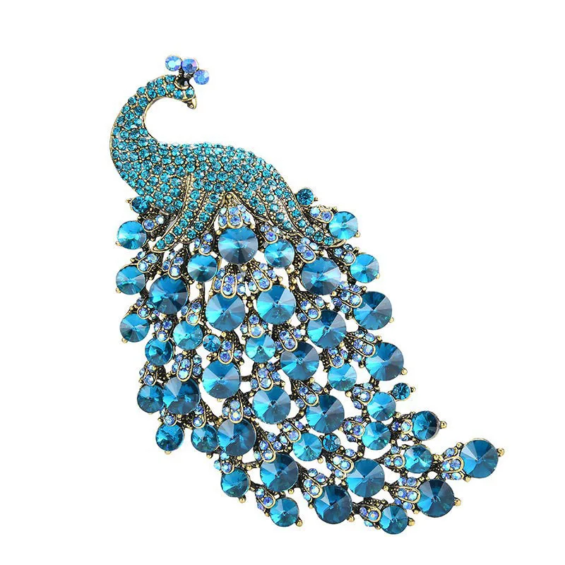 Colorful Rhinestone Beautiful 11.90cm Peacock Animal Brooches Women Fashion Jewelry Brooches