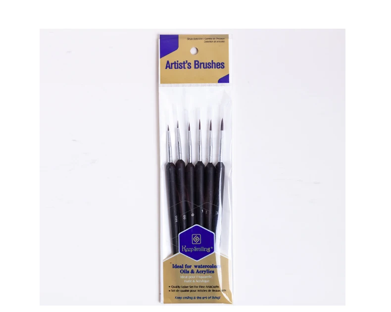 Merchant wholesale watercolor oil painting for beginners special nylon hair hook line color drawing pen 6 piece paint brush