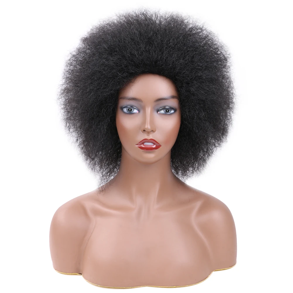 Synthetic Ombre Glueless Cosplay Wigs Heat Resistant Short Hair Afro Kinky Curly Wigs With Bangs African Kinky Short Wig
