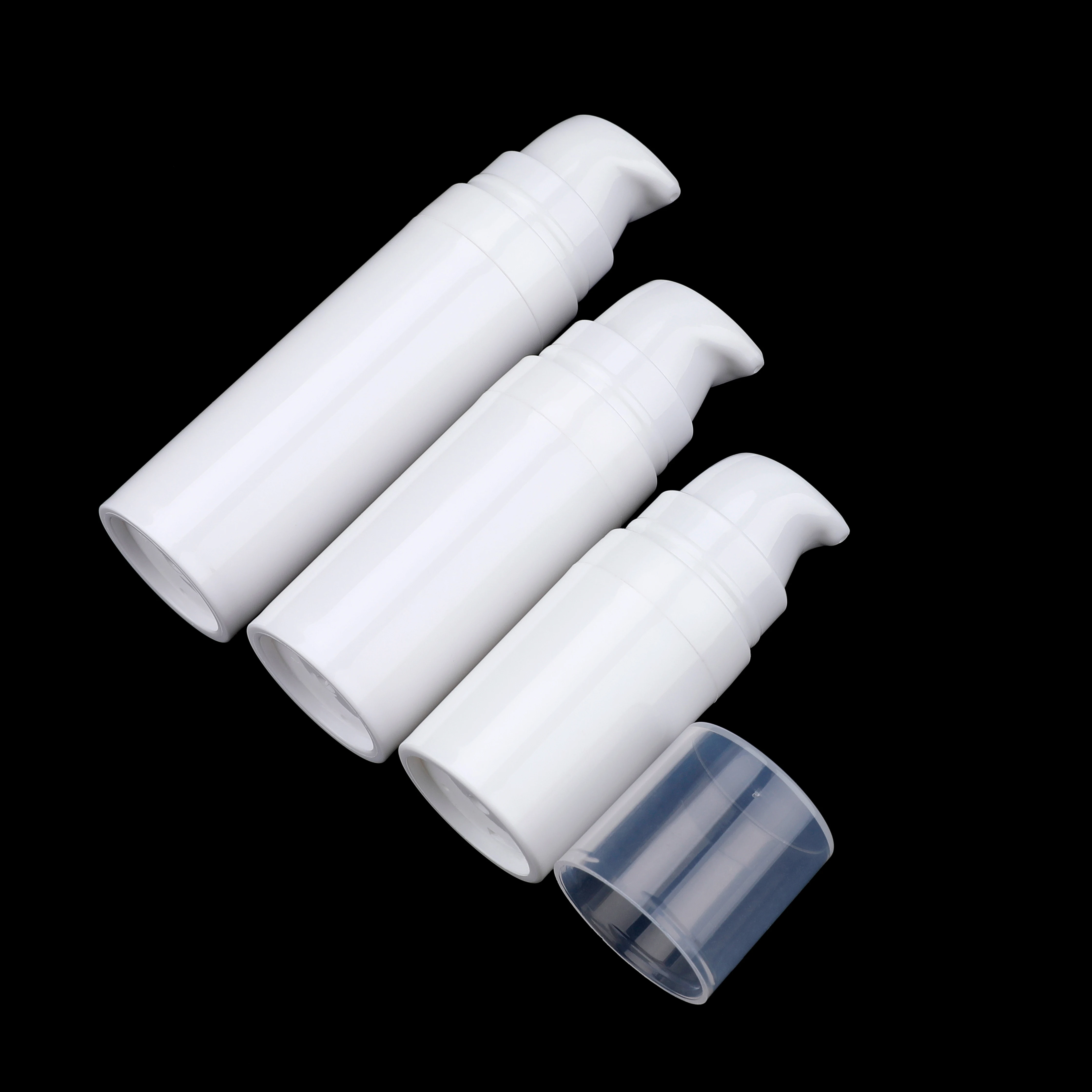Free sample white 5ml 10ml 15ml pcr airless pump bottle cosmetic,all plastic pp airless lotion pump bottle,garrafa sem ar