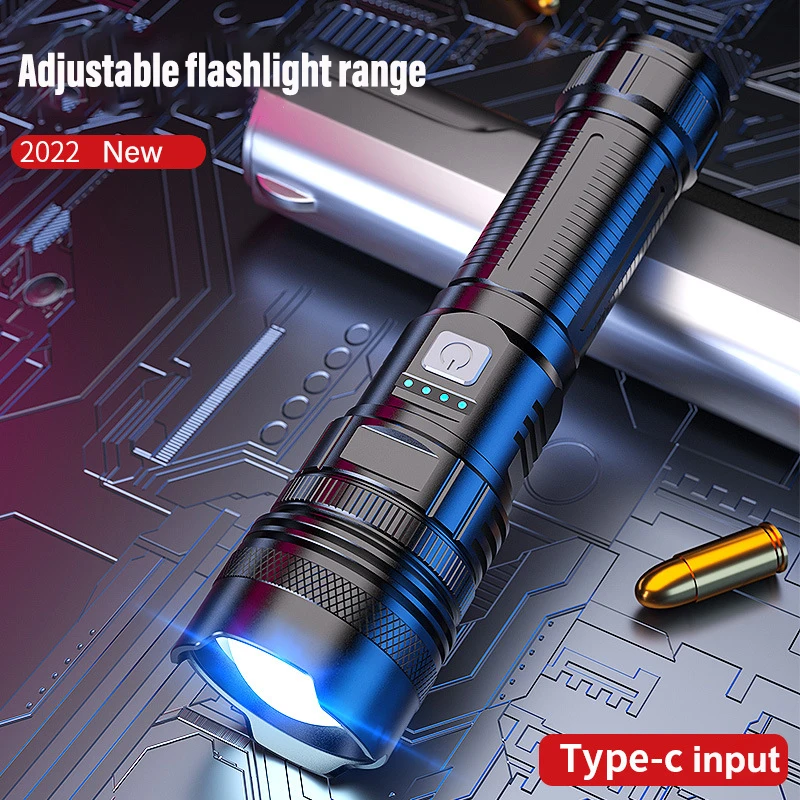 2022 New Three-speed Dimming P50 P70 1000 Lumen Flashlight Led Rechargeable Zoom Flashlight