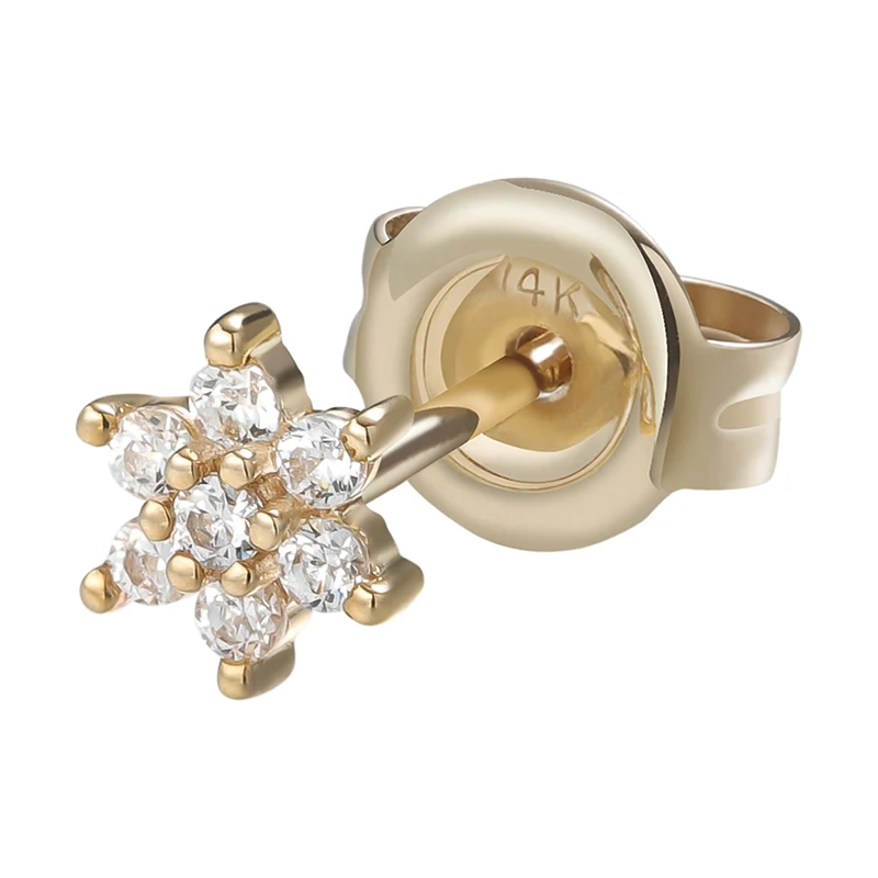 Giometal Elegant 14kt Solid Gold Studs Luxury Fine Body Jewelry Factory Helix Tragus Daith Cartilage Earrings Back Piercing