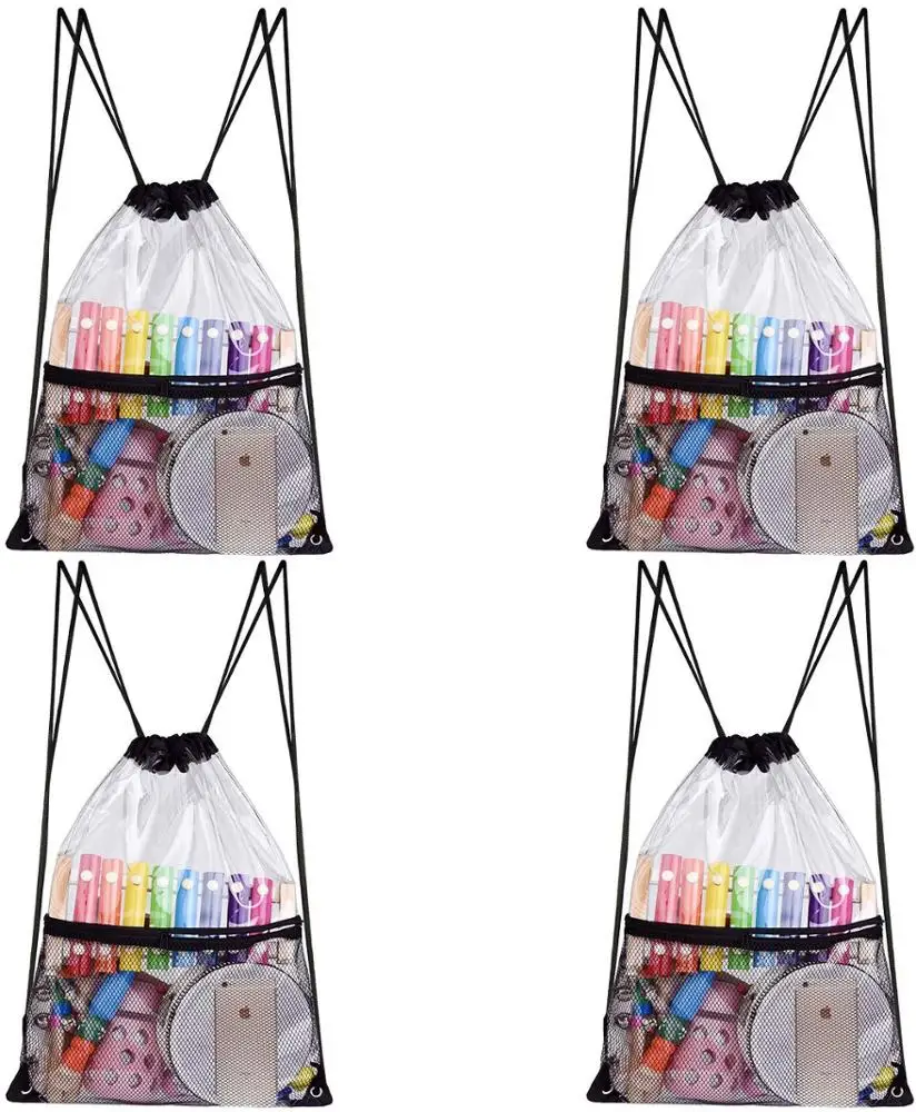 Clear Drawstring Bag Clear Gym Drawstring Backpack for Stadium, Concert Fans, Travel and Works