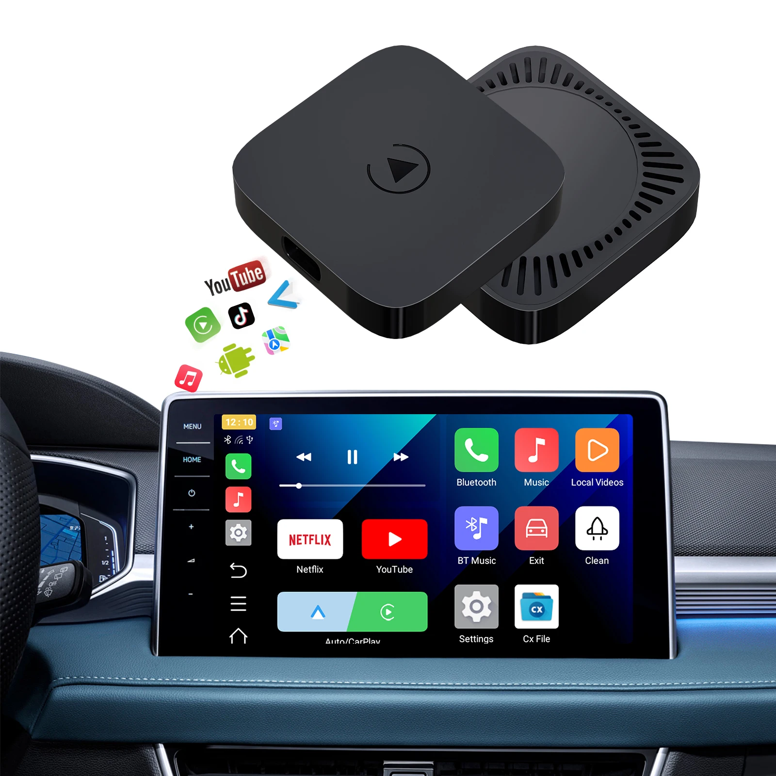 Беспроводной Apple CarPlay Android auto AI Box с Android13 2 + 16 ГБ Smart Youtube Netflix TV car play для заводской проводной