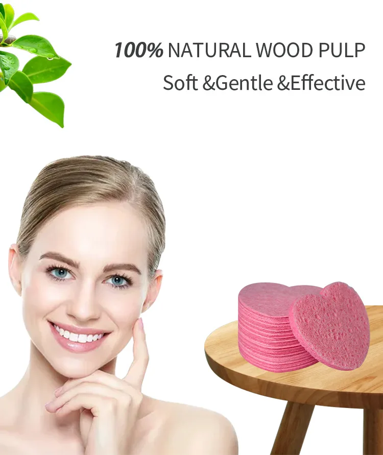 Wholesale Custom Logo Biodegradable Cellulose Compressed Facial Sponge Wood Pulp Face Cleaning Sponges Sheets For Face