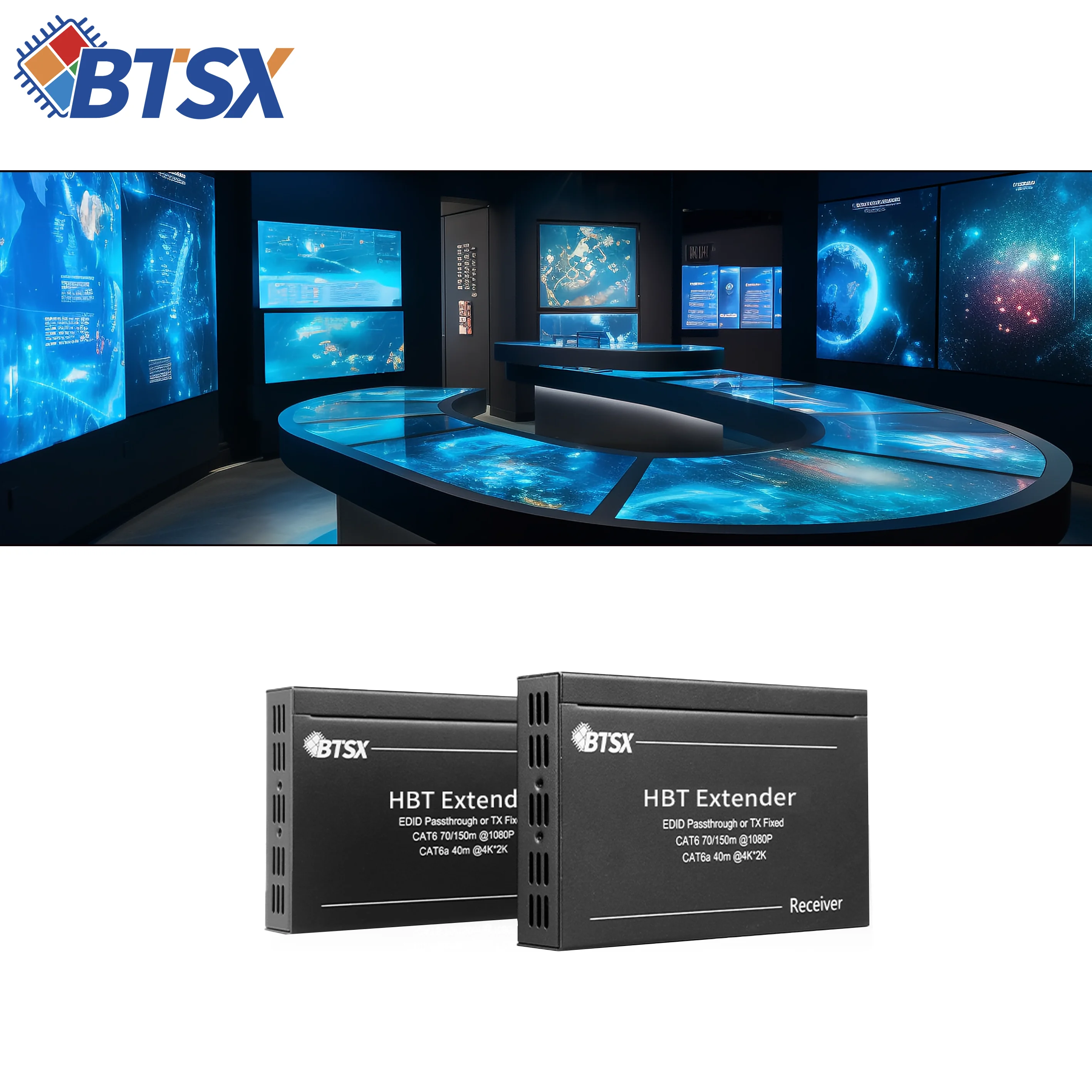 Bitvisus hdbaset Extender 70M 40M POE 4K30Hz 1080P HDCP 2.2 HDMI Signal Extender