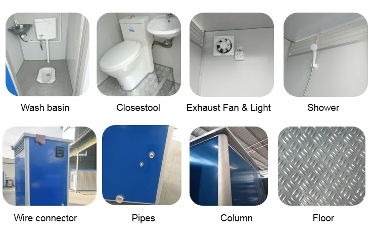 Xindian Corner Temporary Toilet for Sale Portable Mobile Toilet Street Low Cost Outdoor Industrial Rockwool Sandwich Panel 1sets