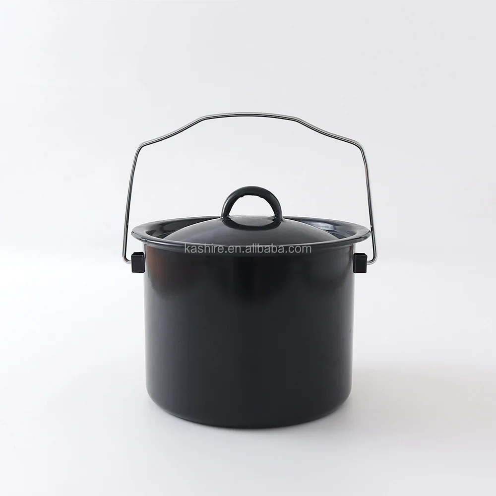 
19cm Enamel ceramic Storage Pot enamelware Steel Cooking Food Pot 