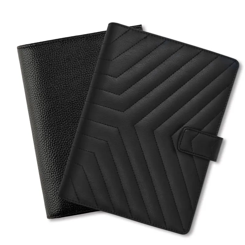 A6 A5 Custom Logo Genuine Leather 6 Ring Notebook Binder Loose-Leaf Planner with 100 Paper Sheets for Gift Giving