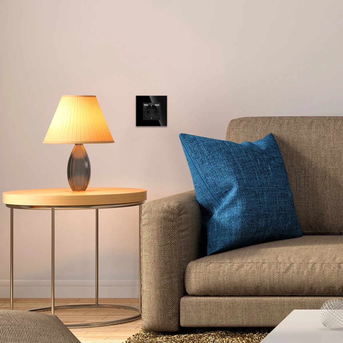 EU 2.1A USB Panel Mount Power Socket French Standard Wall Socket With Dual USB Type A Port