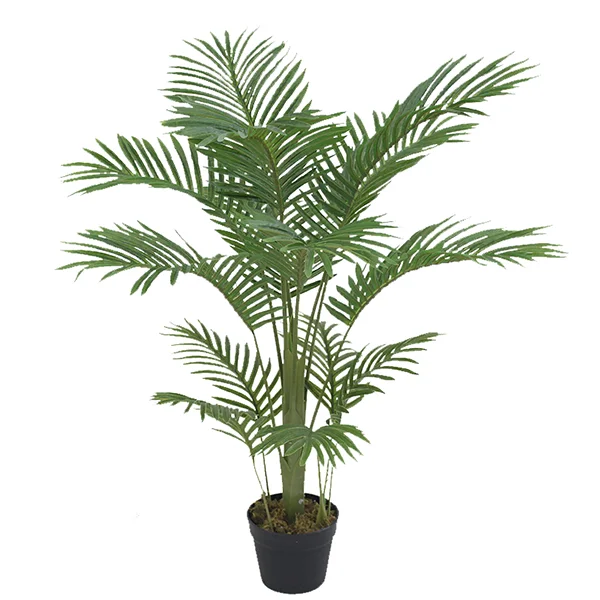 4ft 5ft 6ft Faux Palm Tree with Black Pot Planted Kwai Plant Home Decor Modern Artificial Gold Cane Silk Palm Tree