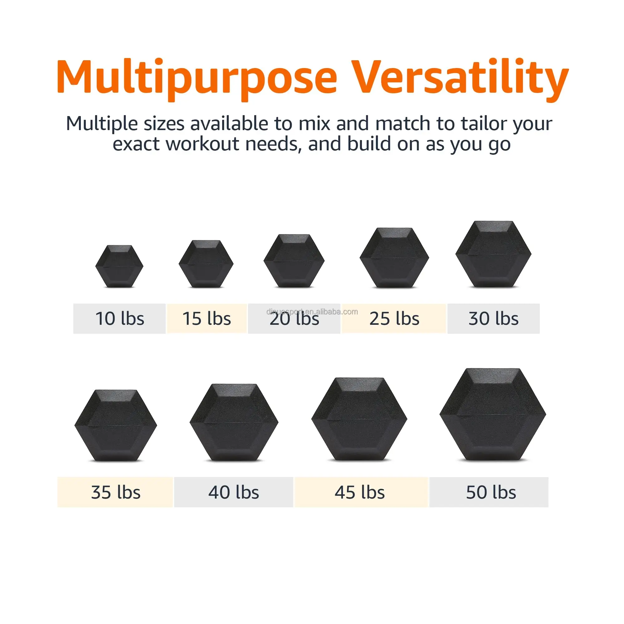 Dinuo Fitness Hex Dumbbell  Multiple Specification 5lb to100lb Gym Power Training Equipment