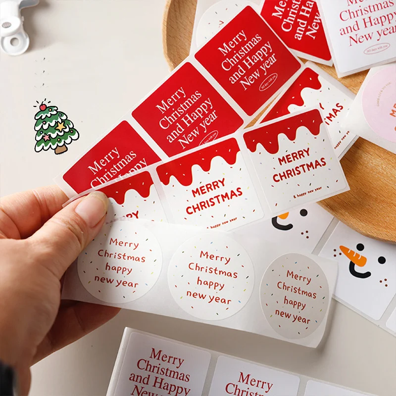 Low MOQ 3.8cm/1.5inch Custom Christmas Sticker Cheap Shipping Printed Label Present Sealing Round Sticker for Gift Decoration