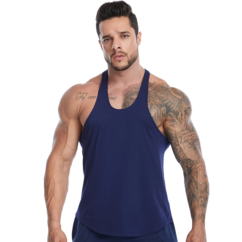 Professional factory custom logo 100% pure cotton lightweight breathable fitness gym men tank tops with great price