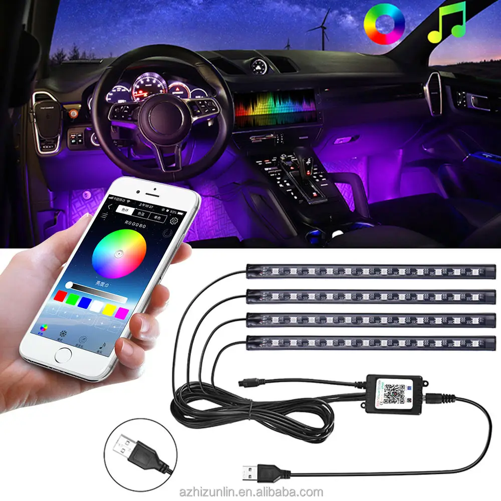 RGB Car LED Strip Lights USB Led Programmable Auto Atmosphere Decoration Ambient Lamp Accessories LED Car Interior Light