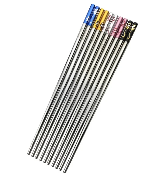 Wholesale Metal Chopsticks 18/10 Stainless Steel Reusable Chopsticks 5 Pairs With Gift Box Korean Japanese Chinese Chopsticks