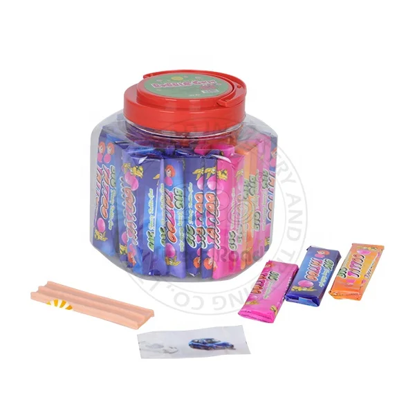 wholesale custom chinese fruit flavor tattoo bubble gum vc bubble gum with tattoo in jar