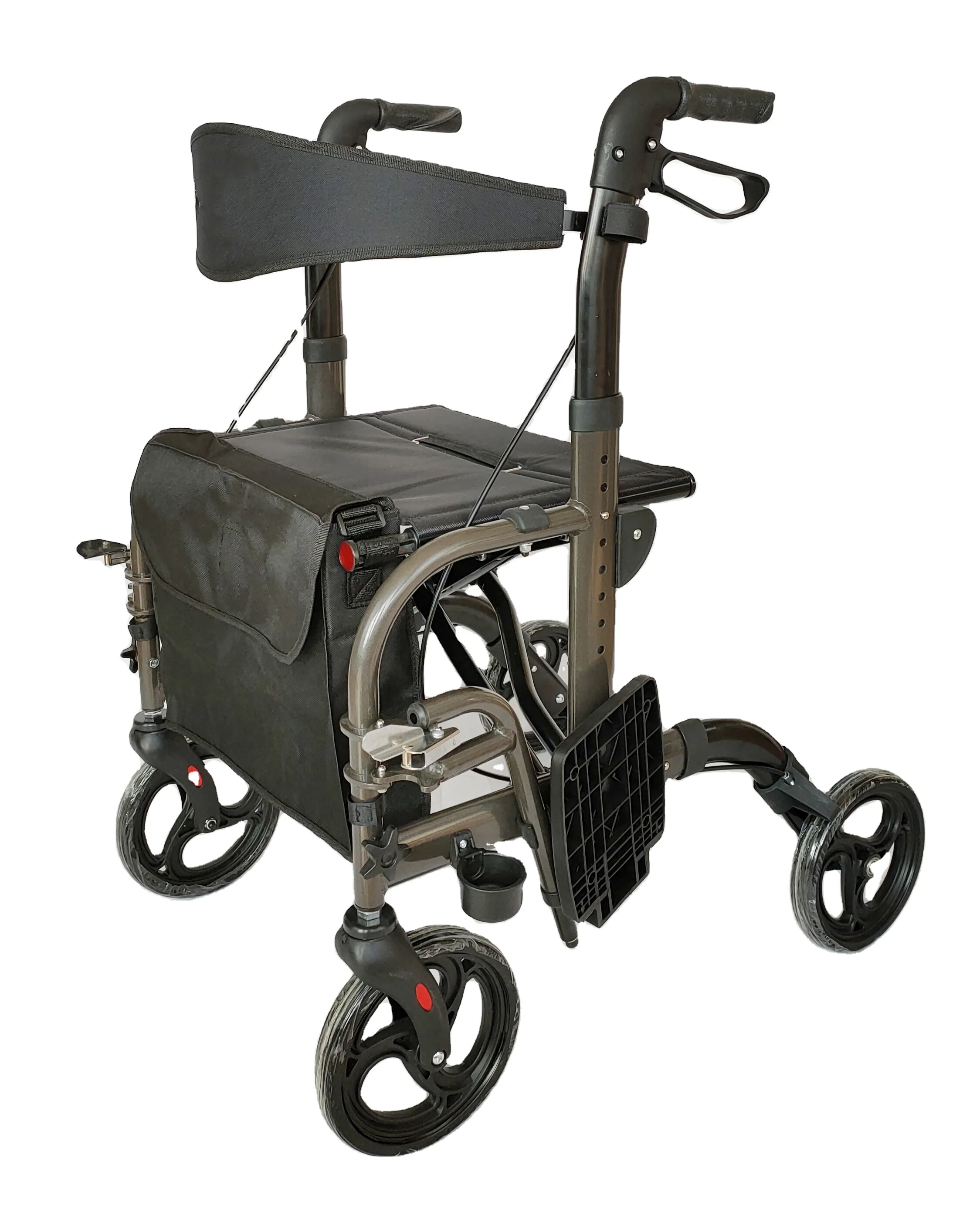 
Outdoor Aluminum walker with seat and footrest for disabled 